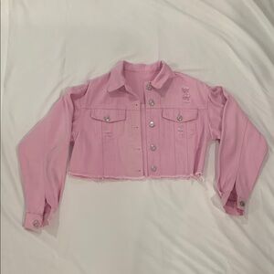 Pink Cropped Denim Jacket Size Small